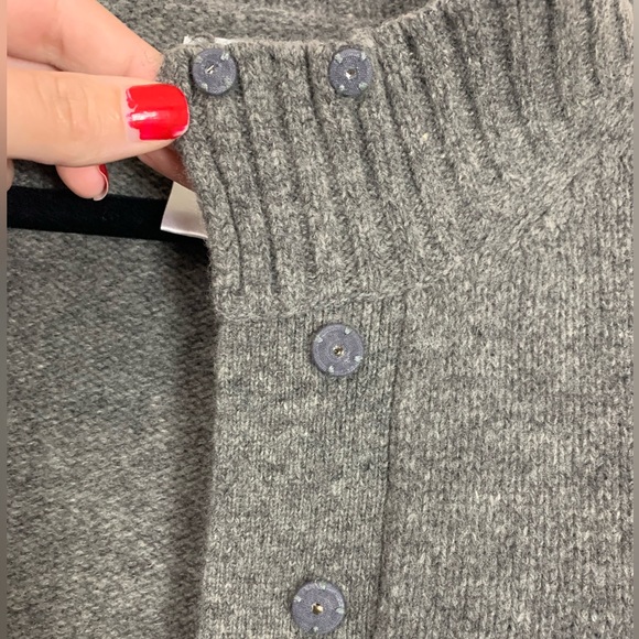 Garnet Hill Womens 100% Lambswool Cardigan Medium Grey Mock Neck Beading *Read - Picture 11 of 14